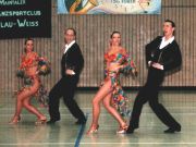 Maske-Choreographie 1999 mit Melanie Matschulat (rechts: Heike & Pascal)